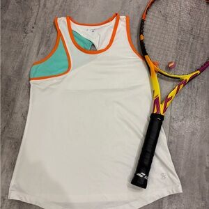 Sofibella White, Mint, and Orange Tennis Tank - M